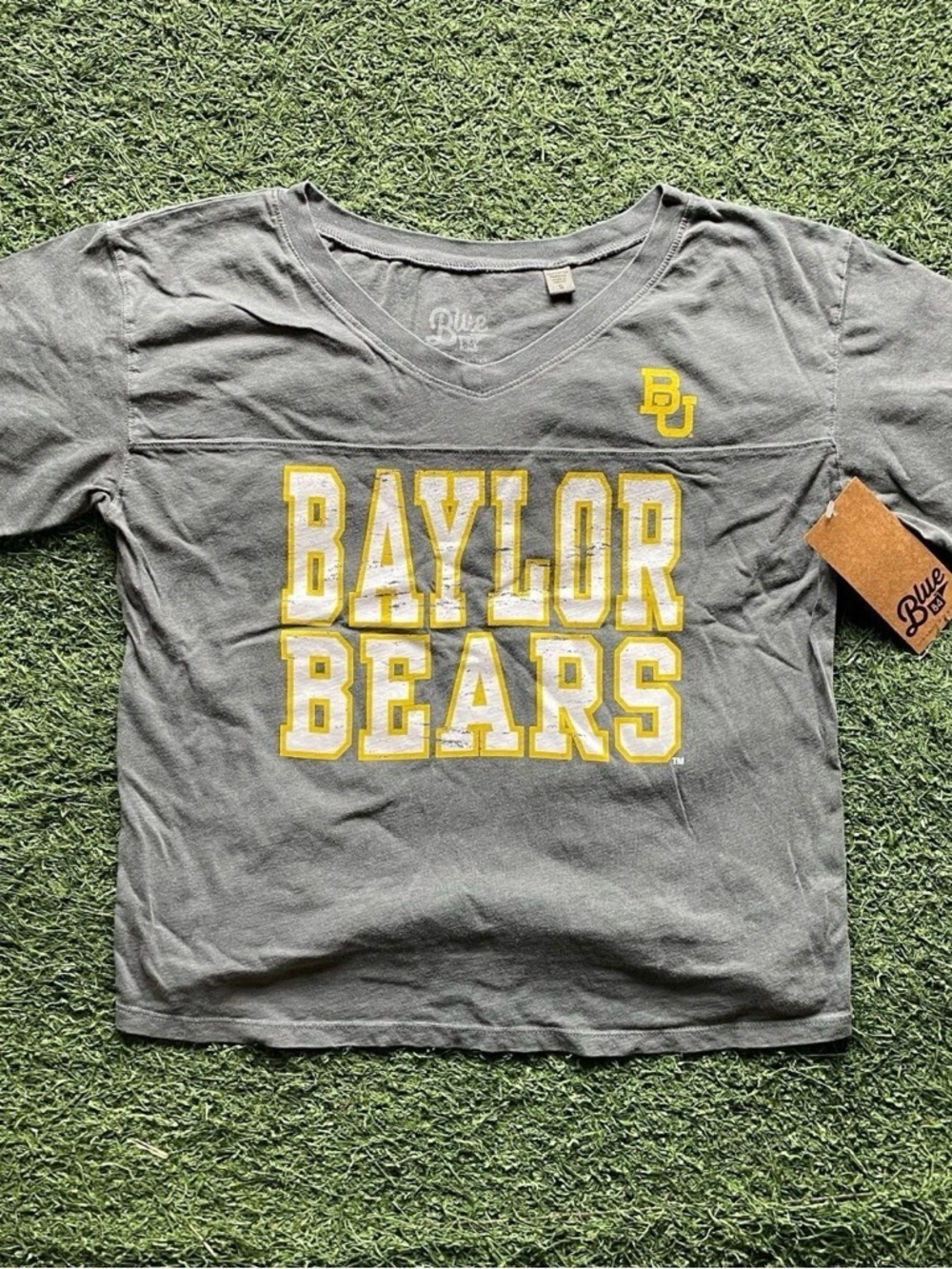 Blue 84 Baylor Bears Gray crop t shirt NEW SM MED LG XL